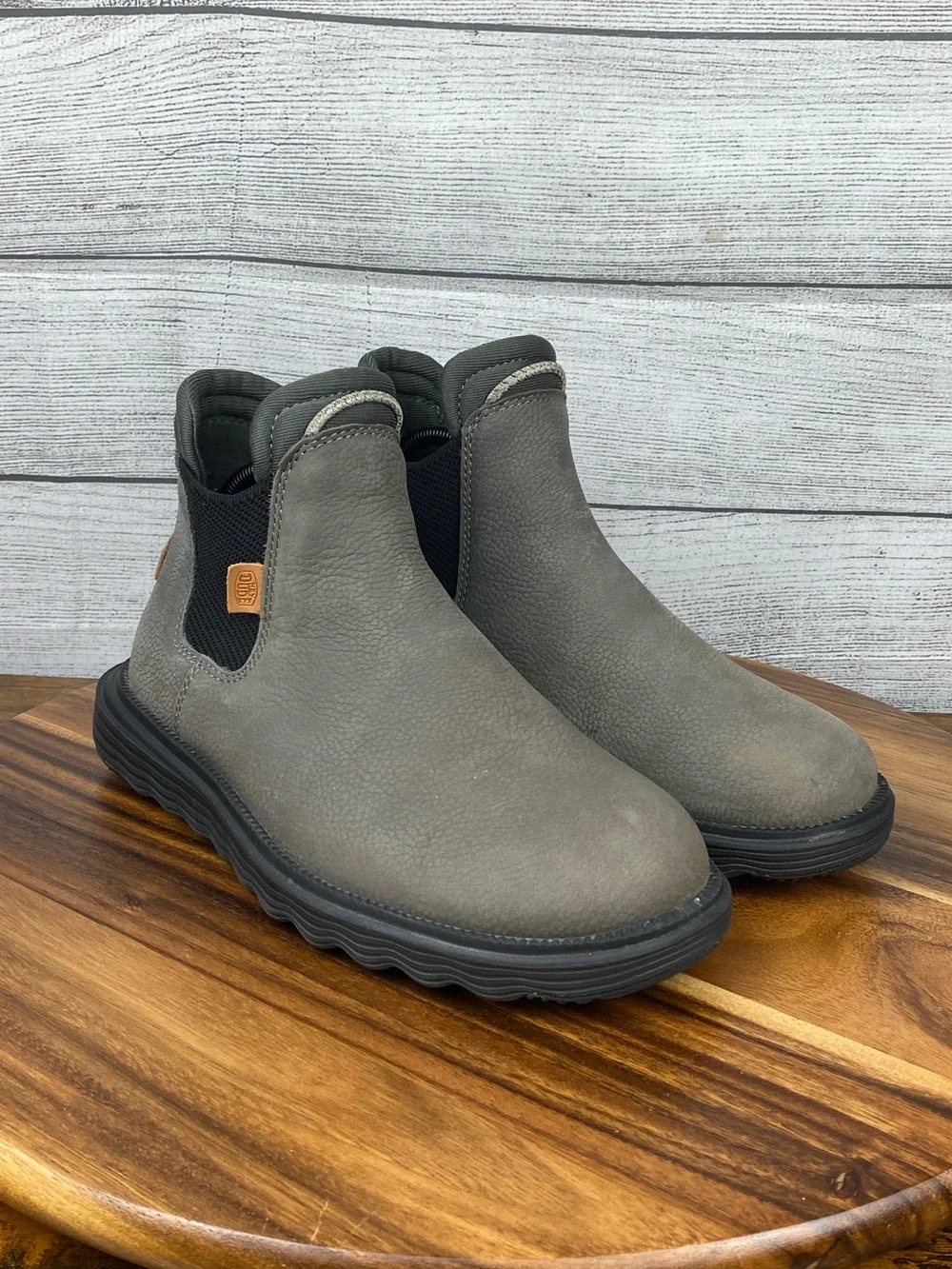 Hey Dude Branson Boot Grey Craft Leather Lightweight Chelsea Style Men’s Size 7